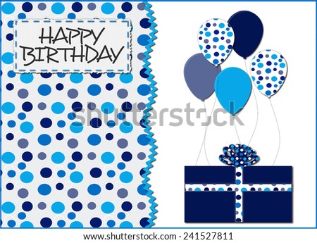 Blue Dots and Balloons Birthday Card