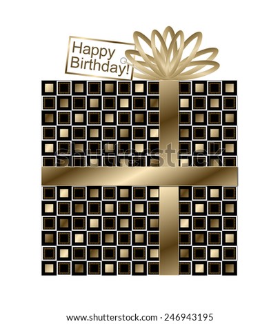 Black and Gold Birthday Gift with Gold Ribbon and Bow