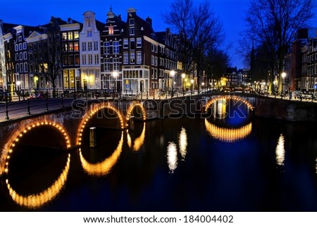 Holland Amsterdam Night Canal