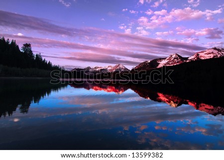 High mountain lake in the spring showing colors reflected in the water Americana