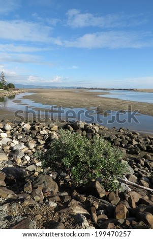 Tidal flats on estuary at Maketu, Bay of Plenty, New Zealand