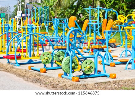 Colorful of outdoor fitness equipment.