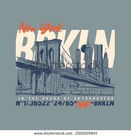 Brooklyn city. Illustration city graphic drawing. T-shirt graphic design