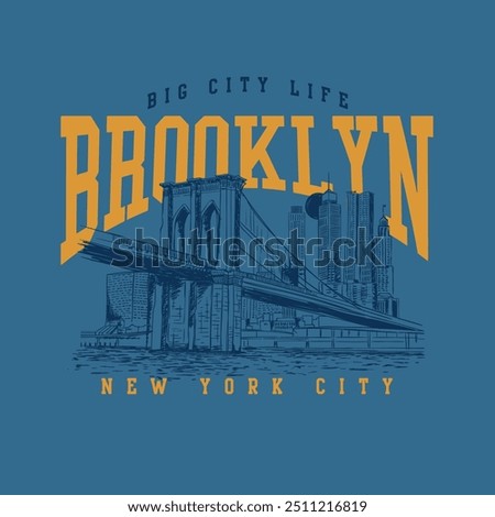 Brooklyn city. Illustration city graphic drawing. T-shirt graphic design