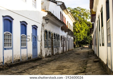 RIO DE JANEIRO, BRAZIL, JANUARY 09, 2014. Colonial Houses in historic village of Paraty, Brazil