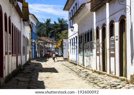 RIO DE JANEIRO, BRAZIL, JANUARY 12, 2014. Colonial Houses in historic village of Paraty, Brazil