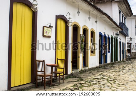 RIO DE JANEIRO, BRAZIL, JANUARY 16, 2014. Colonial Houses in historic village of Paraty, Brazil