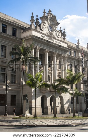 SAO PAULO, BRAZIL, OCTOBER 25, 2011: facade of the USP-Sao Francisco law school in downtown Sao Paulo