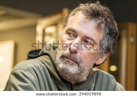 Sao Paulo, Brazil, June 25, 2015: Canadian movie director Robert Morin during Press Conference in Sao Paulo