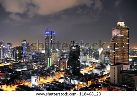 view in bangkok city at night,city scape
