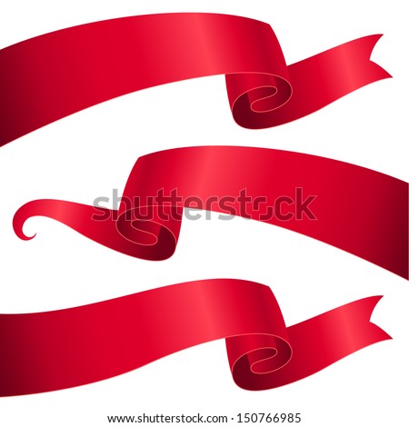 Set of red ribbons for design and decoration