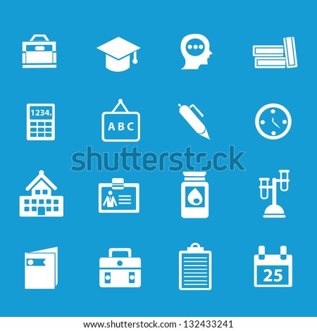 Education icons on blue background,vector