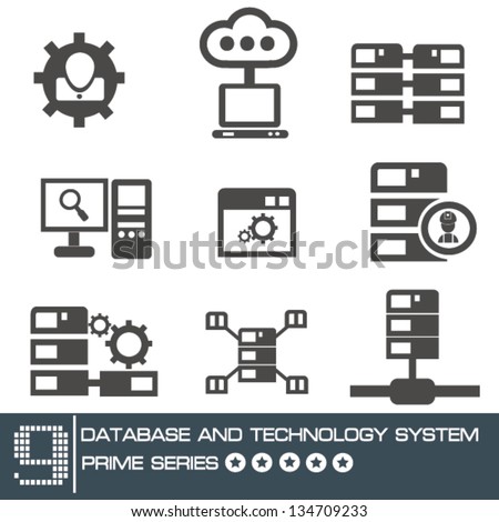 Database system icon set,vector