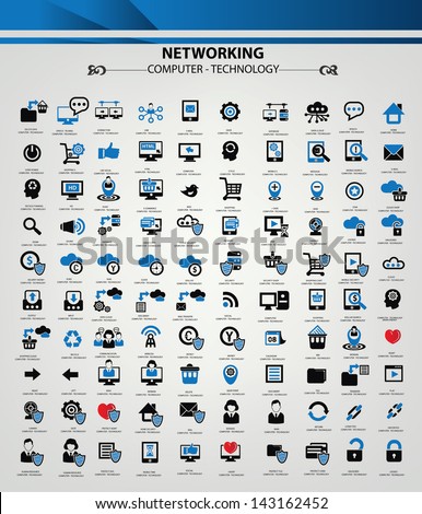 100 Website and networking icon set,vector