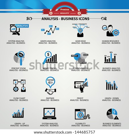 Business Analysis concept icons,Blue version,vector