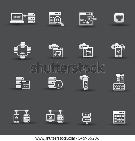 Database system icon set,vector