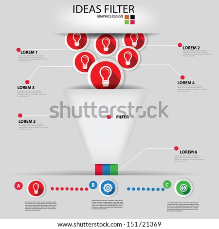 Ideas filter,Business concept,Graphics design,vector