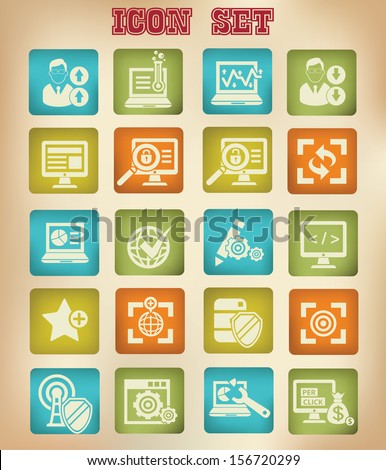 Computer analysis icons,vintage style,vector