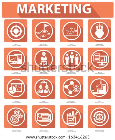 Flat Marketing Icons,orange version,vector