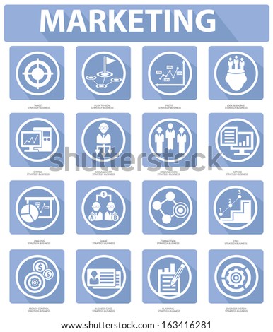 Flat Marketing Icons,Blue version,vector