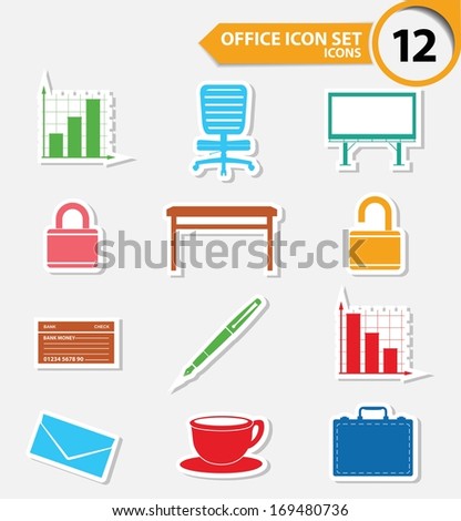 Office icons,Colorful version,vector
