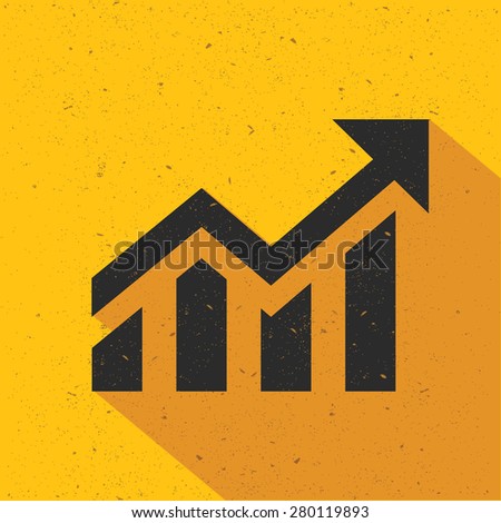 Graph profit design on yellow background,retro yellow background,clean vector