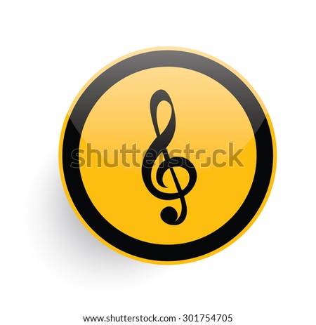 Song icon design on yellow button background,clean vector