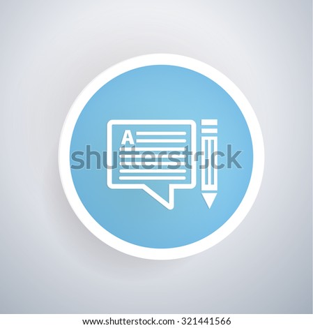 Content icon on blue button background, clean vector
