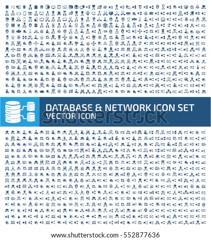 Database and network icon set,clean vector