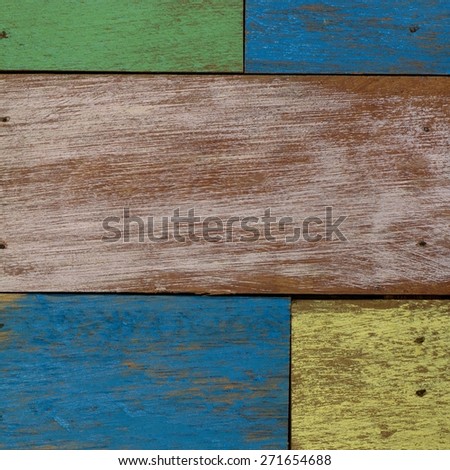 detail of abstract art color wood wall  yellow green blue