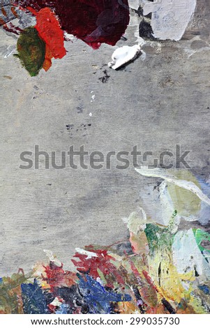art multicolor texture on gray wood palette color. Lots of copy space