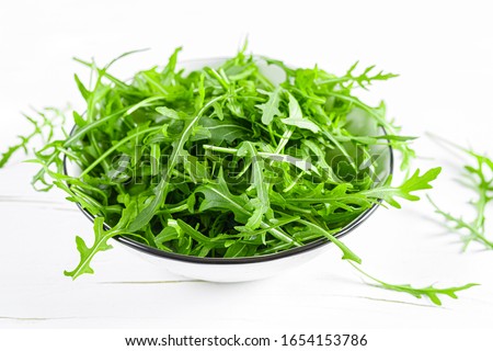 Fresh arugula or rocket leaves salad, rucola 商業照片 © 