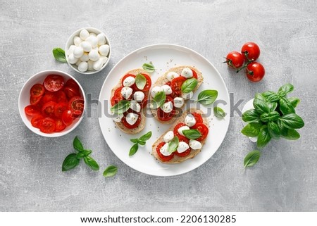 Similar – Foto Bild Ciabatta mit Tomaten, Käse und Basilikum