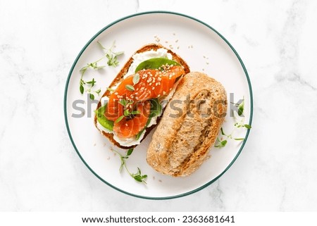 Similar – Image, Stock Photo Tasty sandwich on plate in cafe