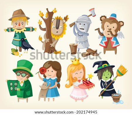 Set of cartoon toy personages from fairy tales