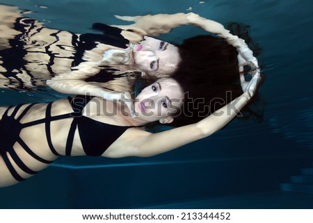 Portrait of beautiful woman with swimsuit underwater in the pool
