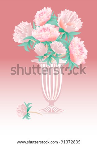 Bouquet with peonies in a vase