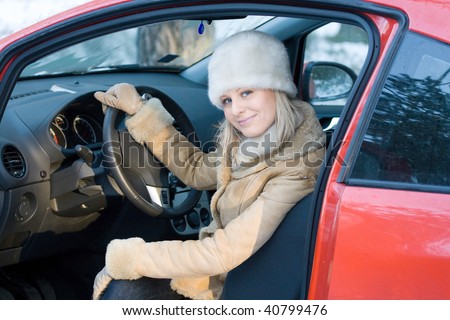 lady sitting in car