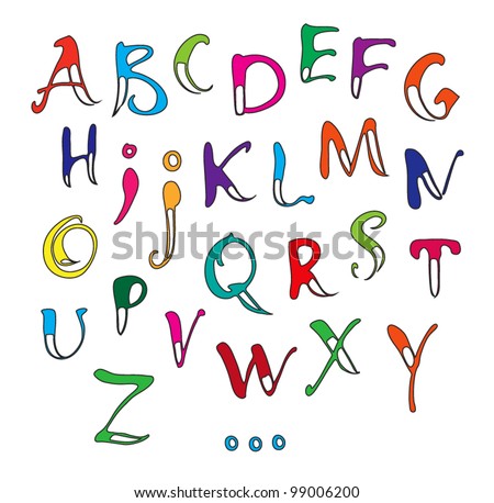 Vector Calligraphy Color Alphabet On A White Background / Calligraphy ...