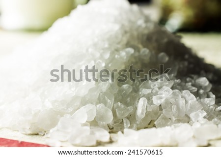 Sea salt crystals large food closeup