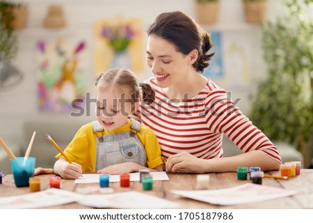 Similar – Image, Stock Photo Mother and Daughter painting