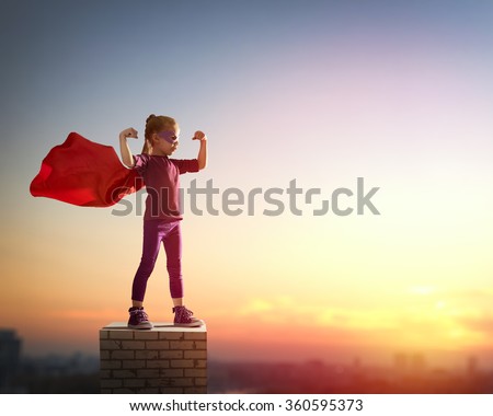 Similar – Image, Stock Photo Little superhero with flying cape