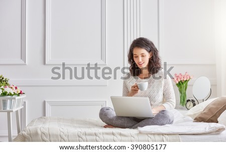 Similar – Image, Stock Photo Relaxed woman with cup of coffee in hammock