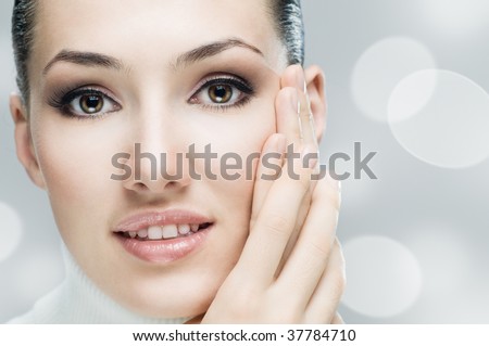 beauty girl on the grey background