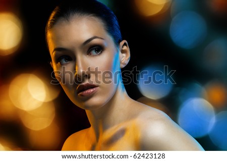a beauty girl on the dark background
