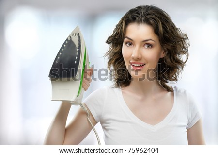 girl with iron in his hand