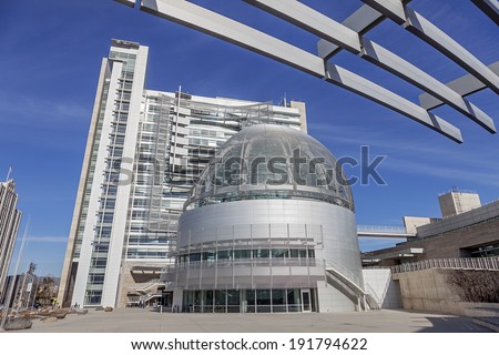 SAN JOSE, CALIFORNIA - MARCH 1, 2013: The Modern Architecture of the San Jose City Hall, California. San Jose City Hall opened for the public on October 15, 2005 and designed by Richard Meier.