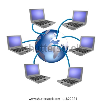 Computer Network Communicating Data Each Other Stock Photo 11822221 ...