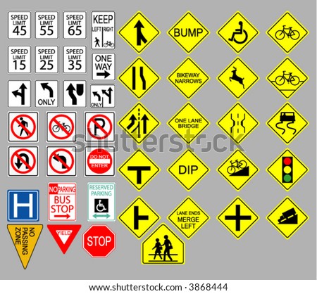 Various United States Road Signs Stock Vector Illustration 3868444 ...