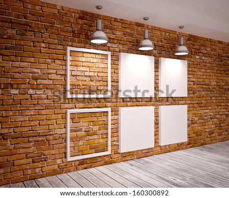 Banner on brick wall with lamps